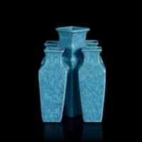 A Chinese "robin's-egg" glazed five-mouthed vase 炉钧釉五连瓶