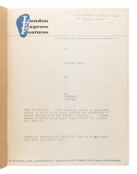 Maugham, W. Somerset (1874-1965). Mimeograph typescript for "Looking Back." London: Beaverbrook Newspapers Ltd., 1962.