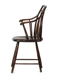 A Birdcage Windsor Scroll-Carved Armchair