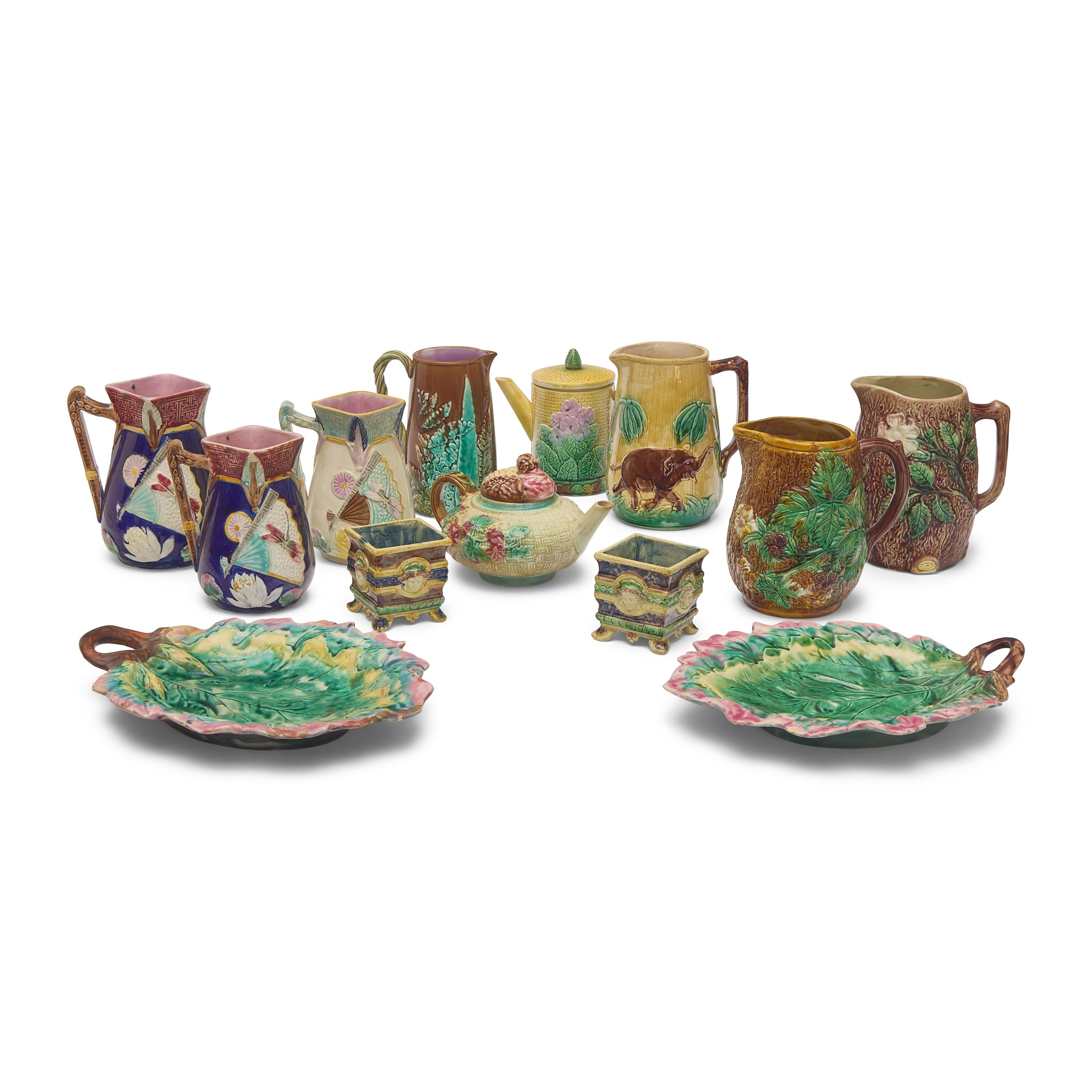 An Assorted Collection of Majolica Table Articles