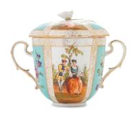 A German Porcelain Covered Cup and Saucer