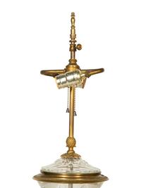 A Pair of Continental Gilt Bronze and Cut Glass Urns Mounted as Lamps