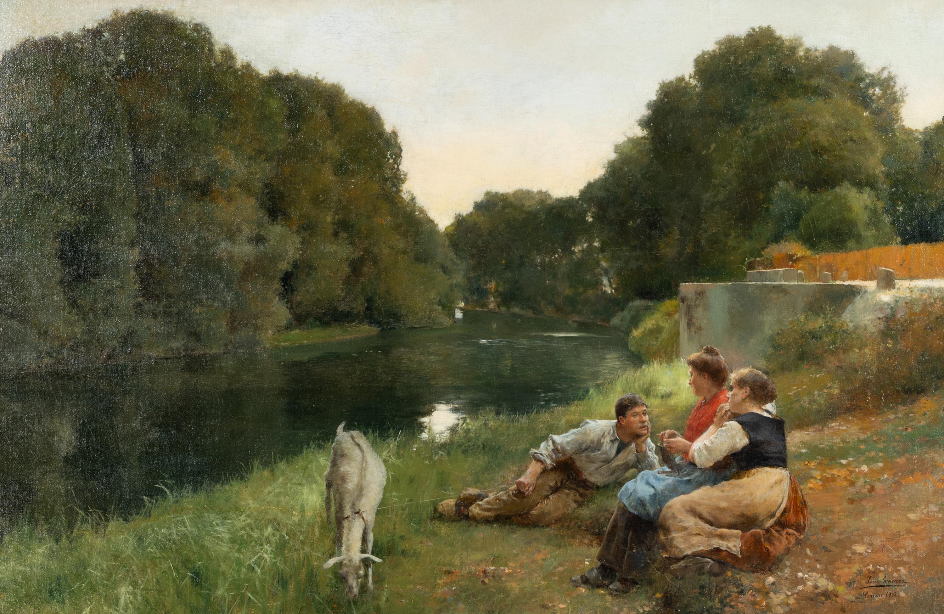 Luis Jimenez y Aranda (Spanish, 1845-1928) — Conversation Along the River, 1902
