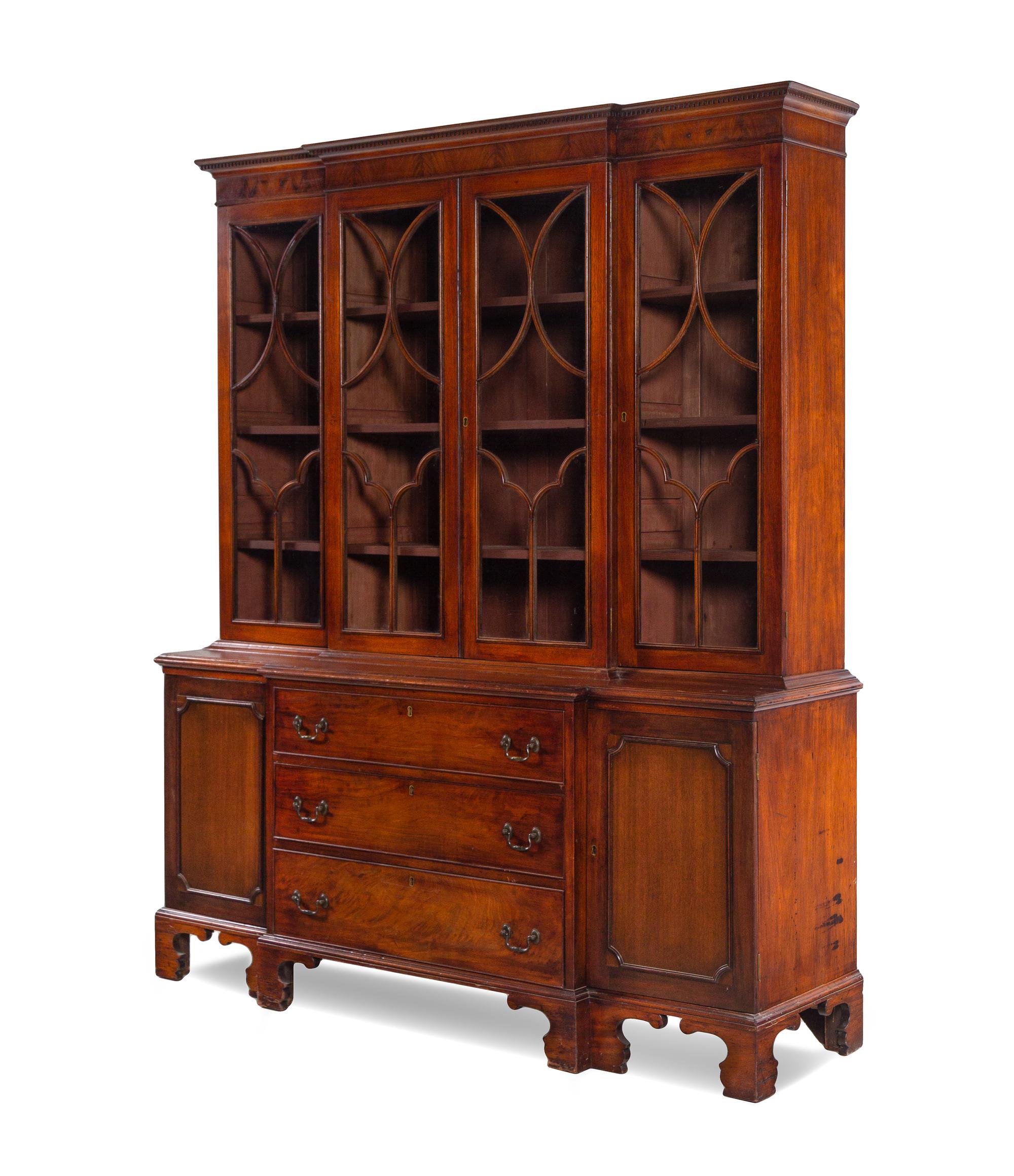 A George III Style Mahogany Breakfront Bookcase