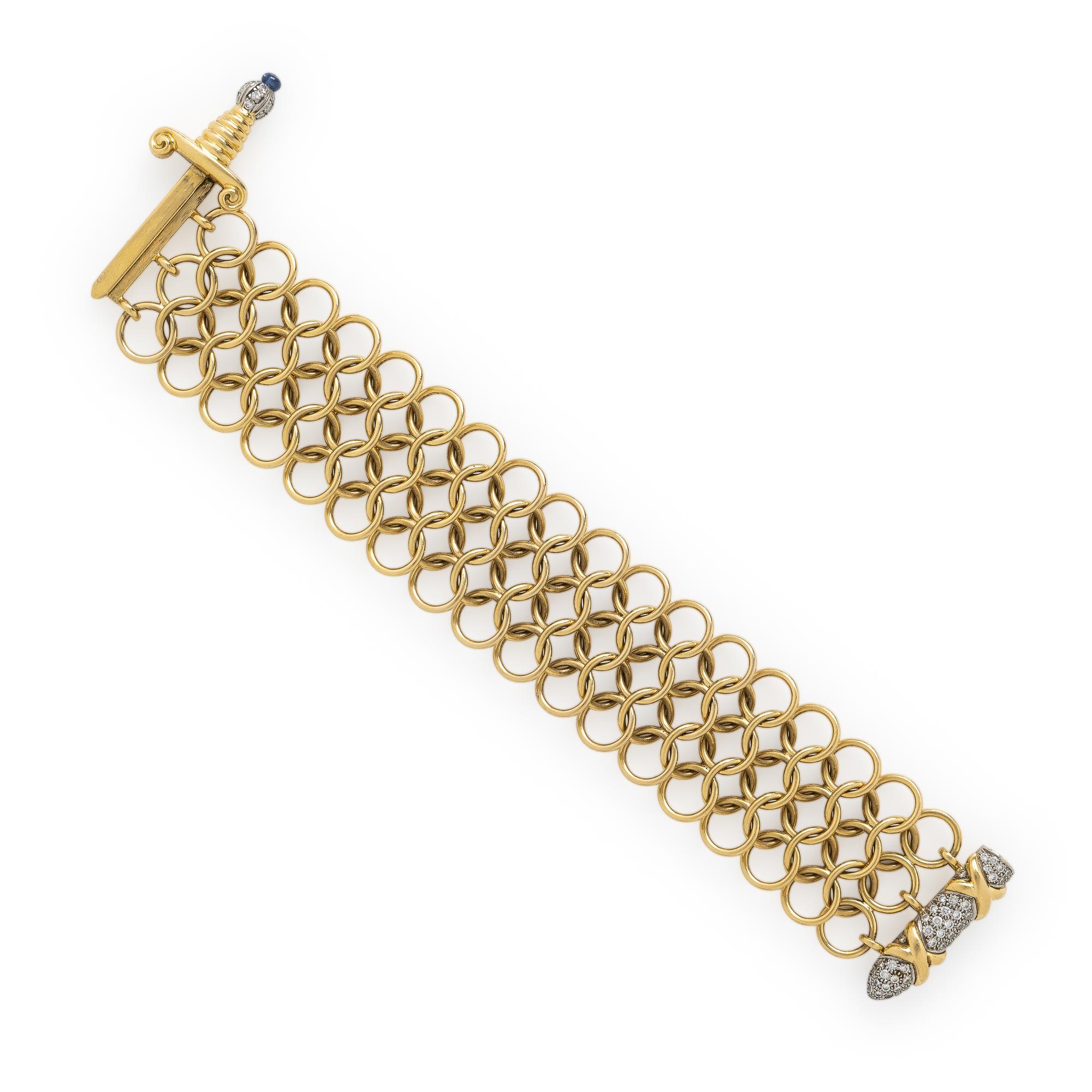 Tiffany & Co., Donald Claflin, Diamond, Yellow Gold, and Platinum Sword Bracelet