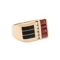 ONYX, DIAMOND AND GARNET RING