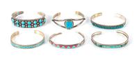 Six Southwestern Bracelets Length of largest 5 1/4 x opening 1 x width 5/8 inches