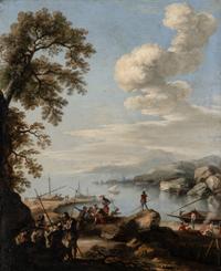 A Coastal Landscape with Soldiers Resting and Conversing