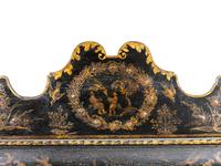 A North Italian Black Japanned Cushion Mirror