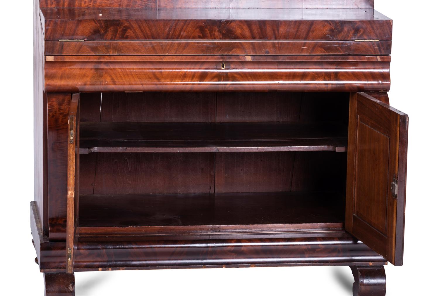 A Classical Figured Mahogany Secretary Bookcase