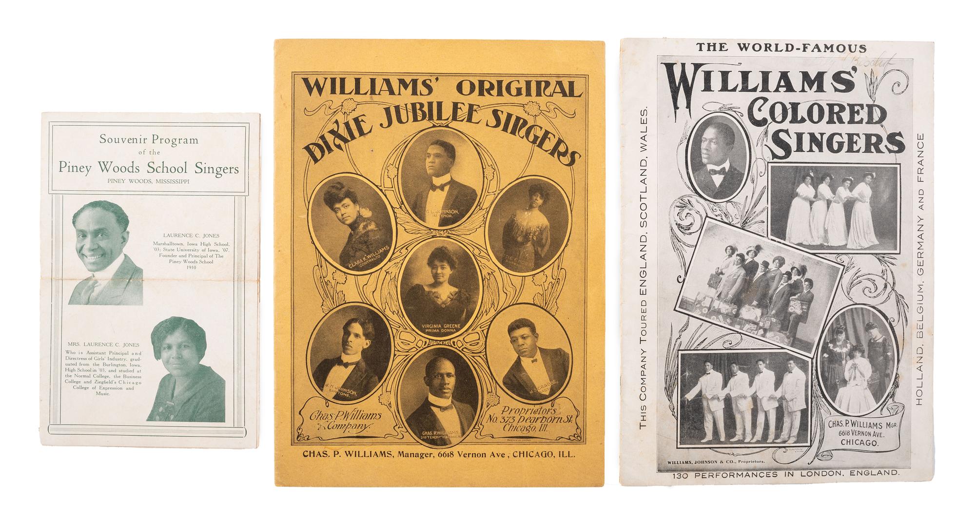 [MUSIC]. [MARSH, J.B.T.]. The Story of the Jubilee Singers, with Their Songs . London: Hodder and Stoughton, 1876. [ With: ] 3 programs for African American singing groups.