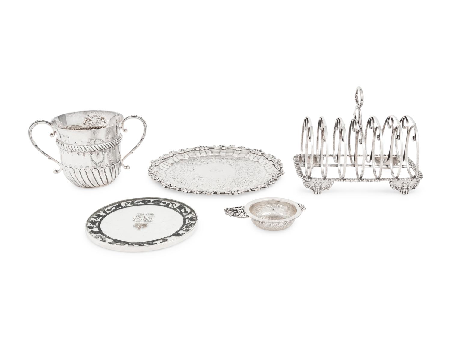 A Group of Five English Silver Articles