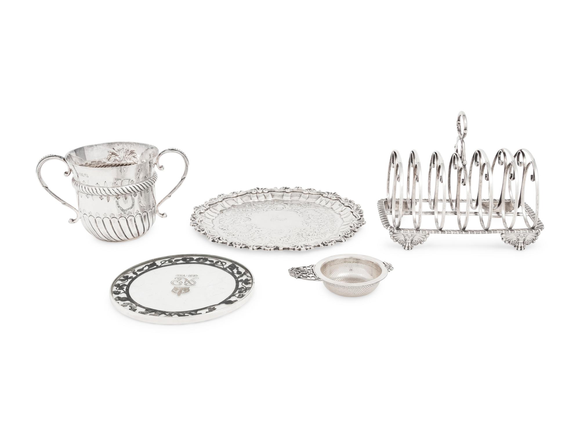 A Group of Five English Silver Articles