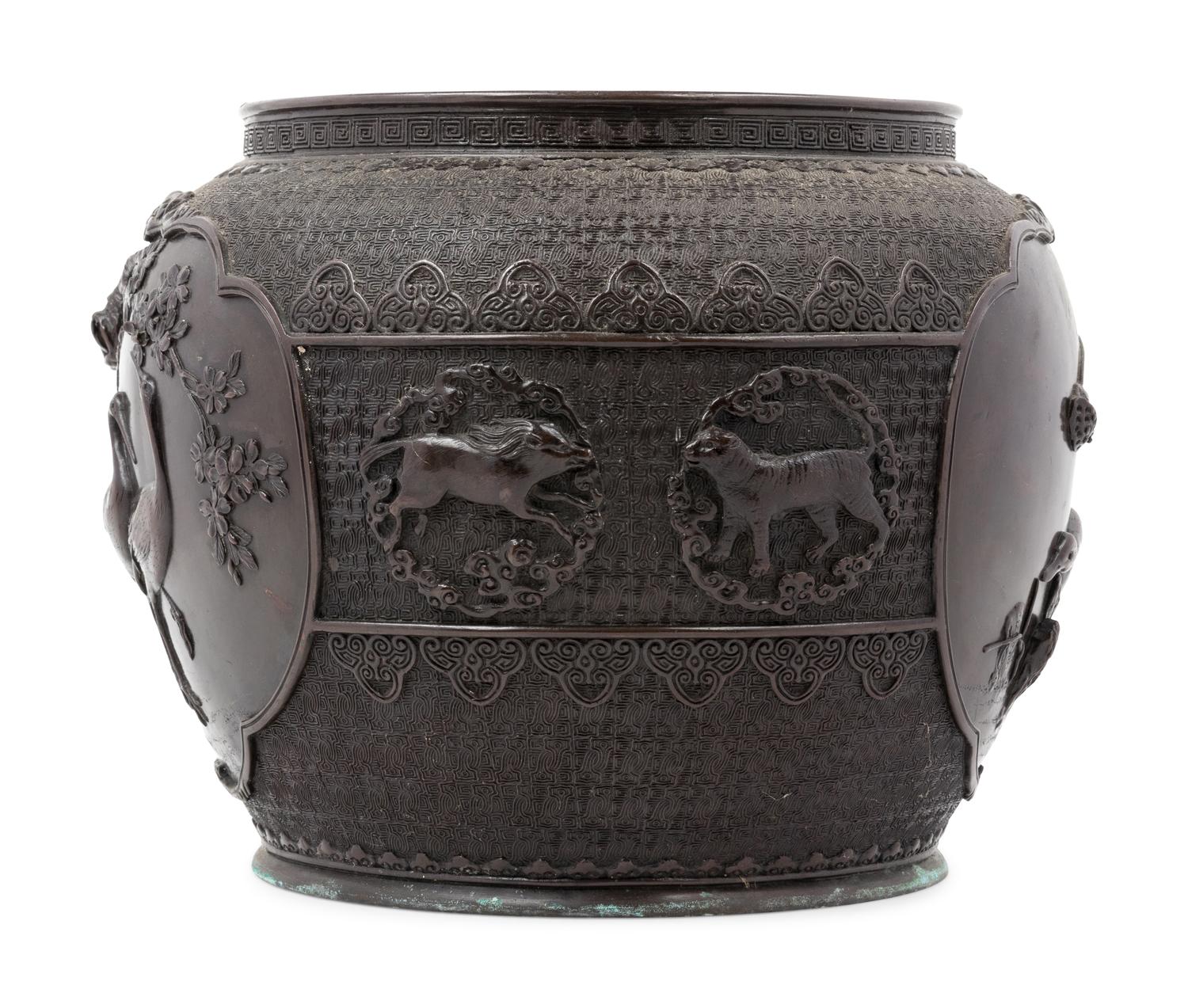 A Japanese Bronze Jardinière