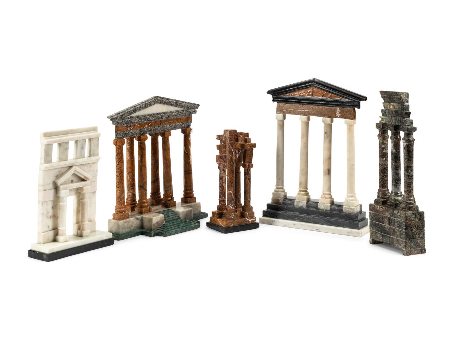 Five Grand Tour Style Marble Models of Ruins