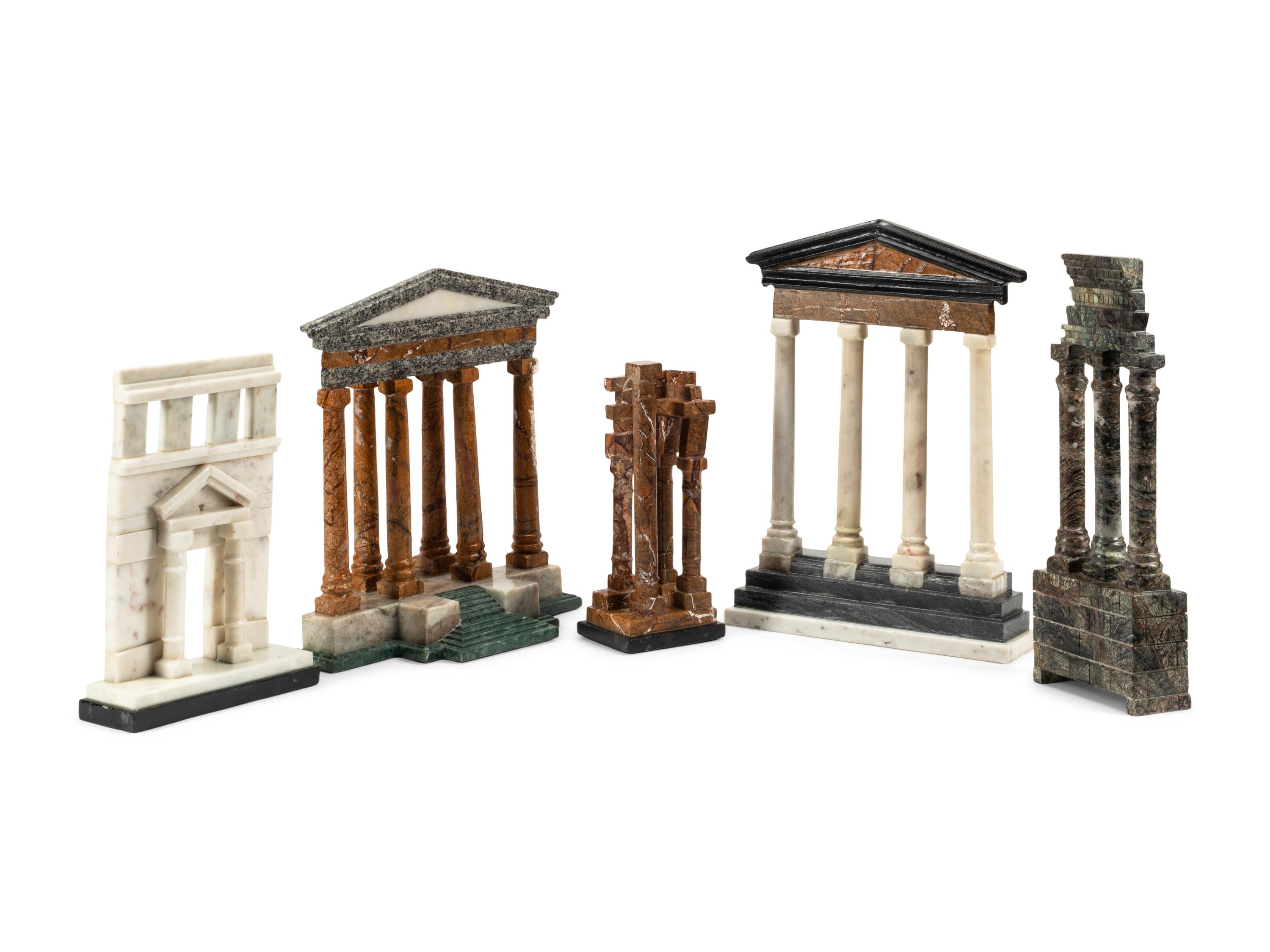 Five Grand Tour Style Marble Models of Ruins