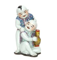 A Chinese Polychromed Ceramic Figural Group Height 15 inches. — 20TH CENTURY