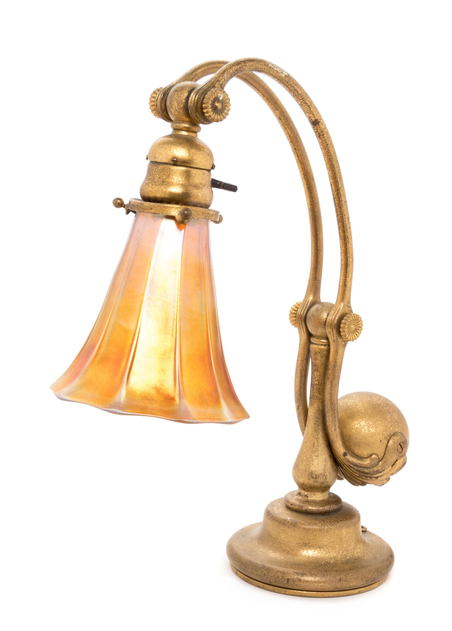 Counter Balance Desk Lamp with Iridescent Glass Shade