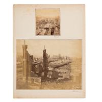 [Chicago Fire]. A collection of approx. 80 CDVs, cabinet cards, albumen prints, and glass slides taken after the Chicago Fire of 1871.