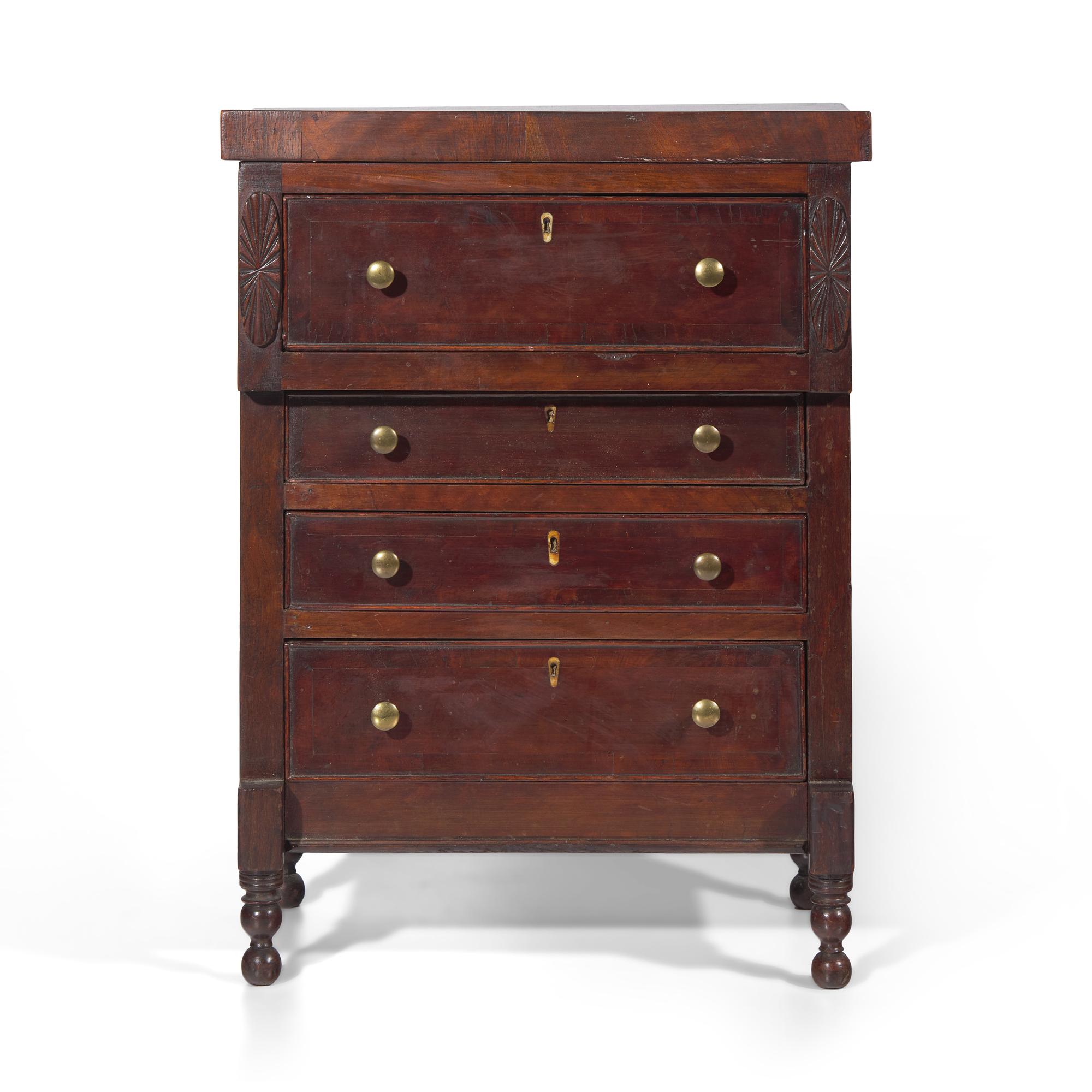 A Miniature Classical Mahogany Chest of Drawers