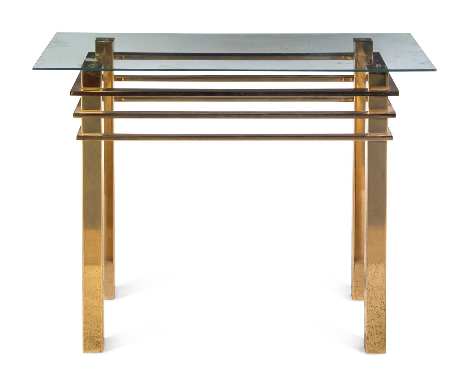 A Modernist Brass and Glass Table