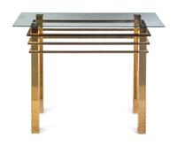 A Modernist Brass and Glass Table
