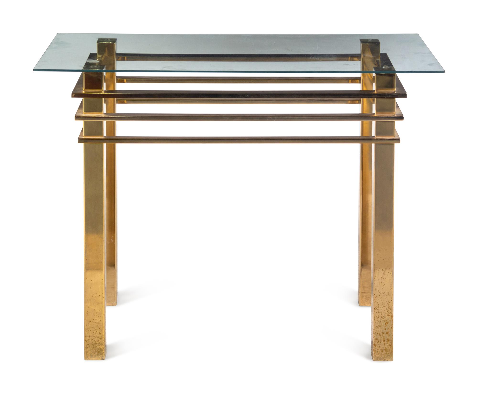 A Modernist Brass and Glass Table