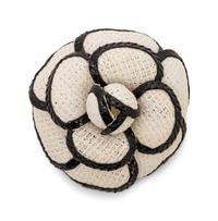 Chanel Blue Tweed Jacket and Camellia Brooch, 1990s