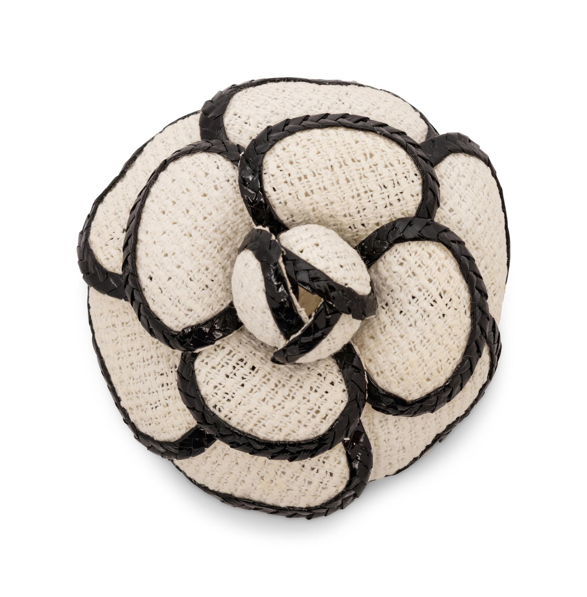 Chanel Blue Tweed Jacket and Camellia Brooch, 1990s