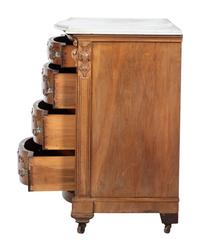 A Victorian Walnut Marble-Top Chest of Drawers