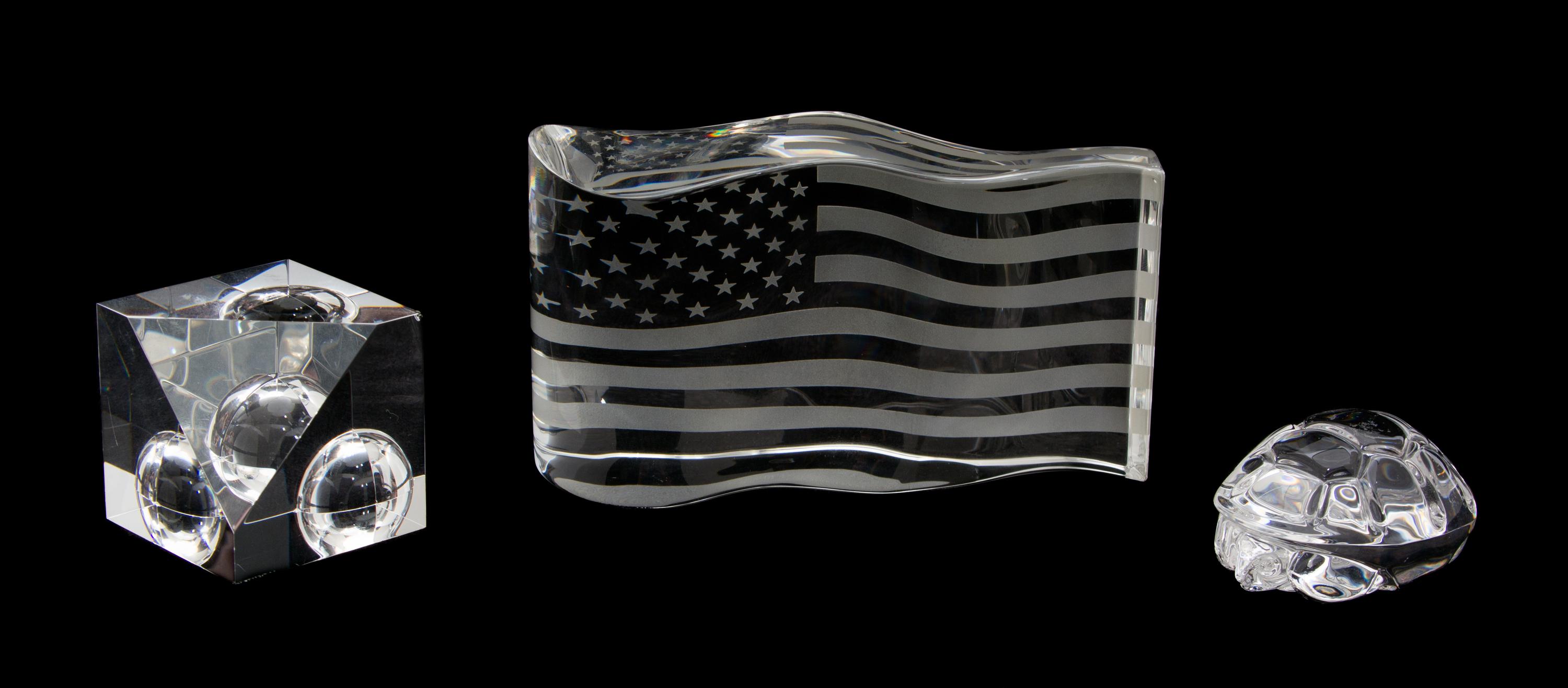 Three Steuben Crystal Paperweights Height of largest 3 1/4 inches. — 20TH CENTURY