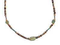 Two Egyptian Carnelian, Bead, and Faience Necklaces