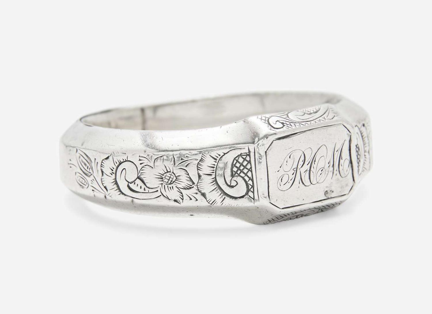 A silver child's bangle / bracelet for Rebecca Ord McMullin (1806-1885), Philadelphia, PA, circa 1810