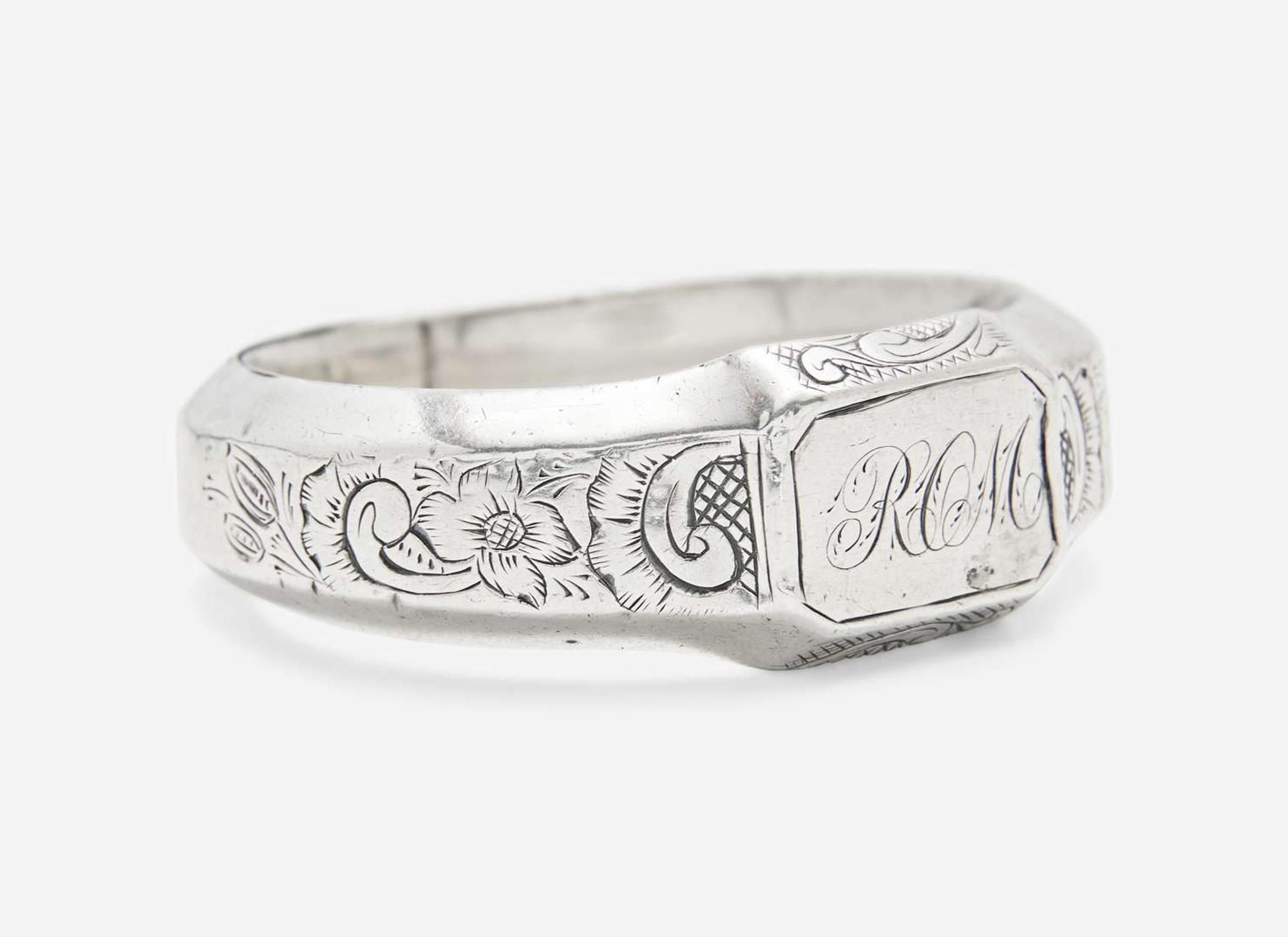 A silver child's bangle / bracelet for Rebecca Ord McMullin (1806-1885), Philadelphia, PA, circa 1810
