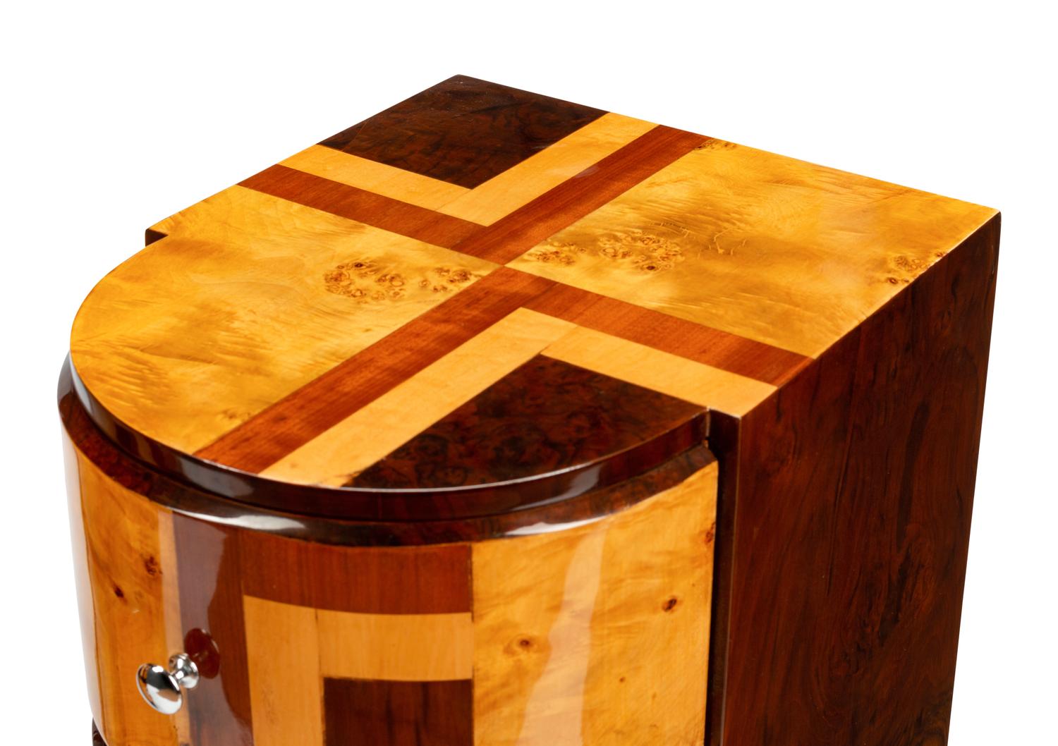 A Pair of Art Deco Style Inlaid Nightstands