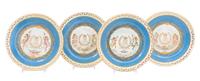 A Set of Four Sevres Porcelain Plates Diameter 9 3/4 inches.