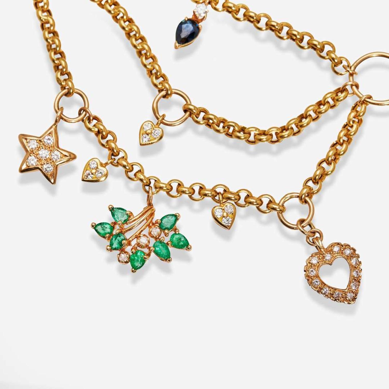 A 14K Yellow Gold and Gemstone Necklace and Diamond Ring