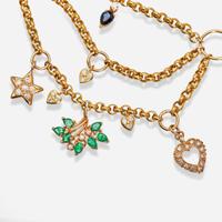 A 14K Yellow Gold and Gemstone Necklace and Diamond Ring