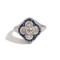 ANTIQUE, DIAMOND AND SAPPHIRE RING