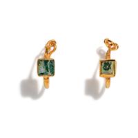 A Pair of East Roman Gold and Green Glass Earrings
