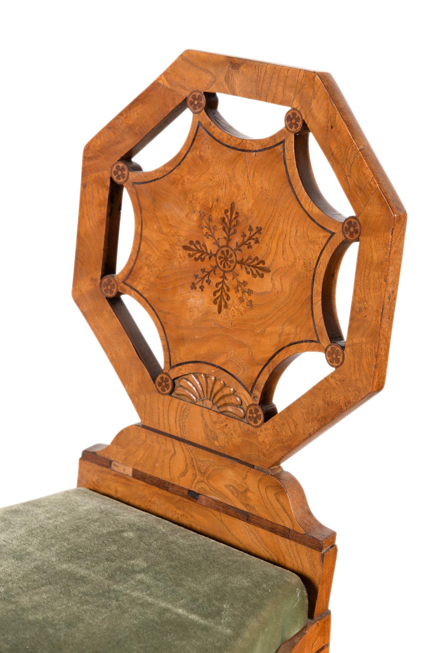 A Pair of Charles X Walnut Hall Chairs