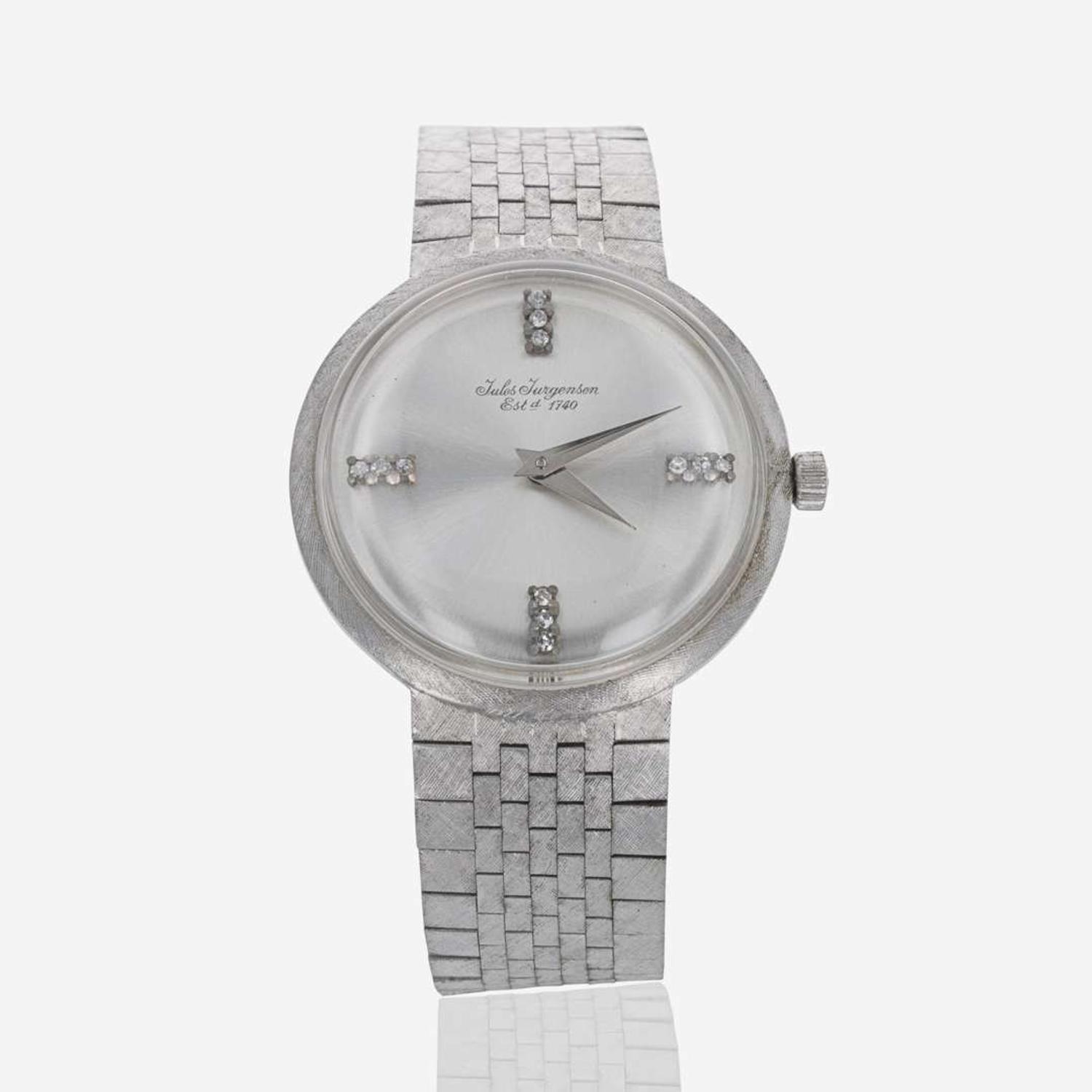 A 14K White Gold Jules Jurgensen Wristwatch