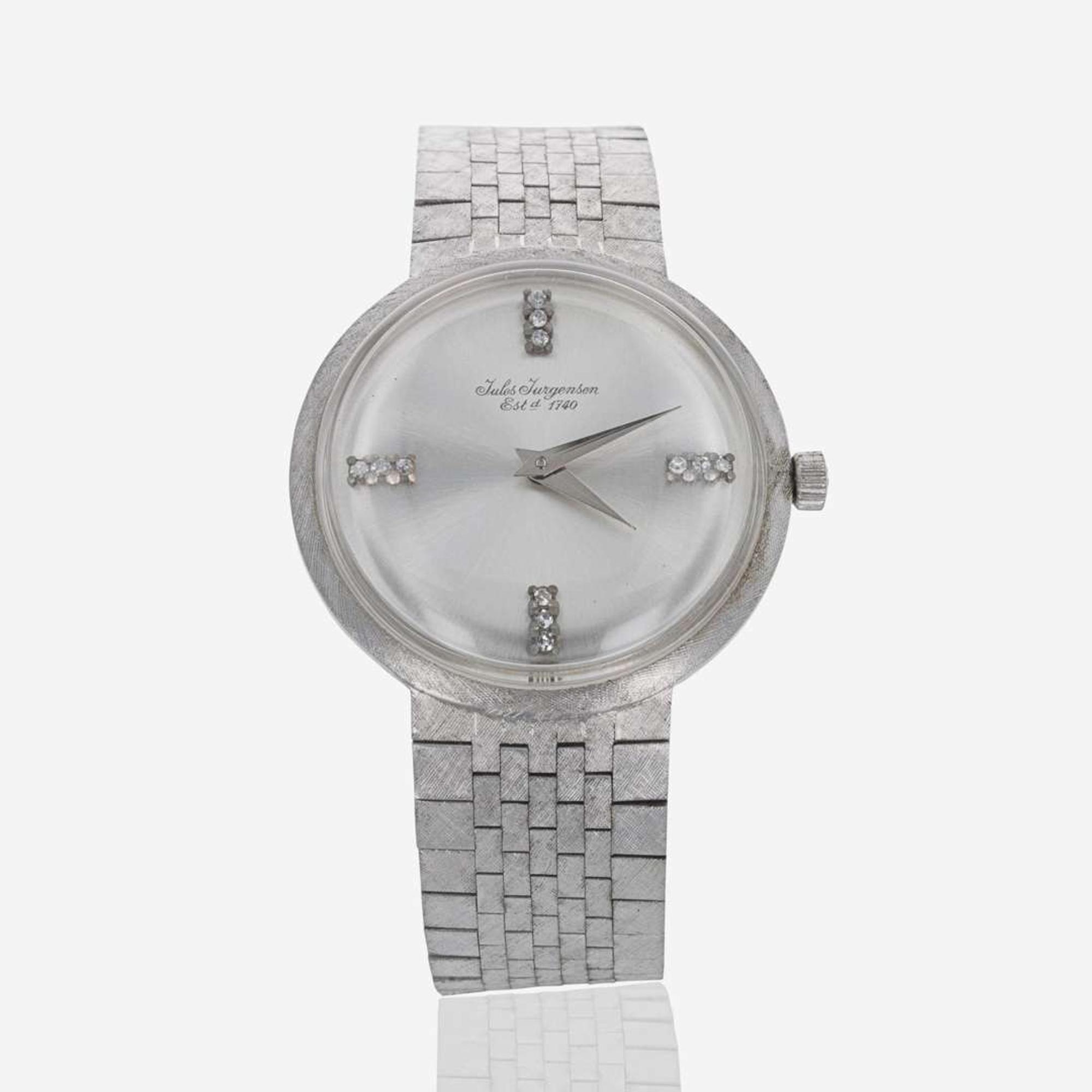 A 14K White Gold Jules Jurgensen Wristwatch