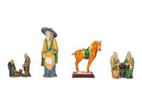 Four Chinese Sancai Glazed Porcelain Figures