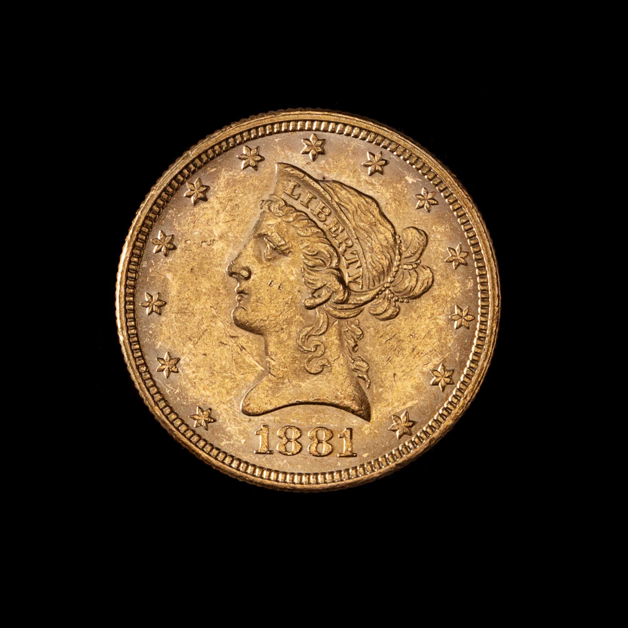 A United States 1881 Liberty Head $10 Gold Coin