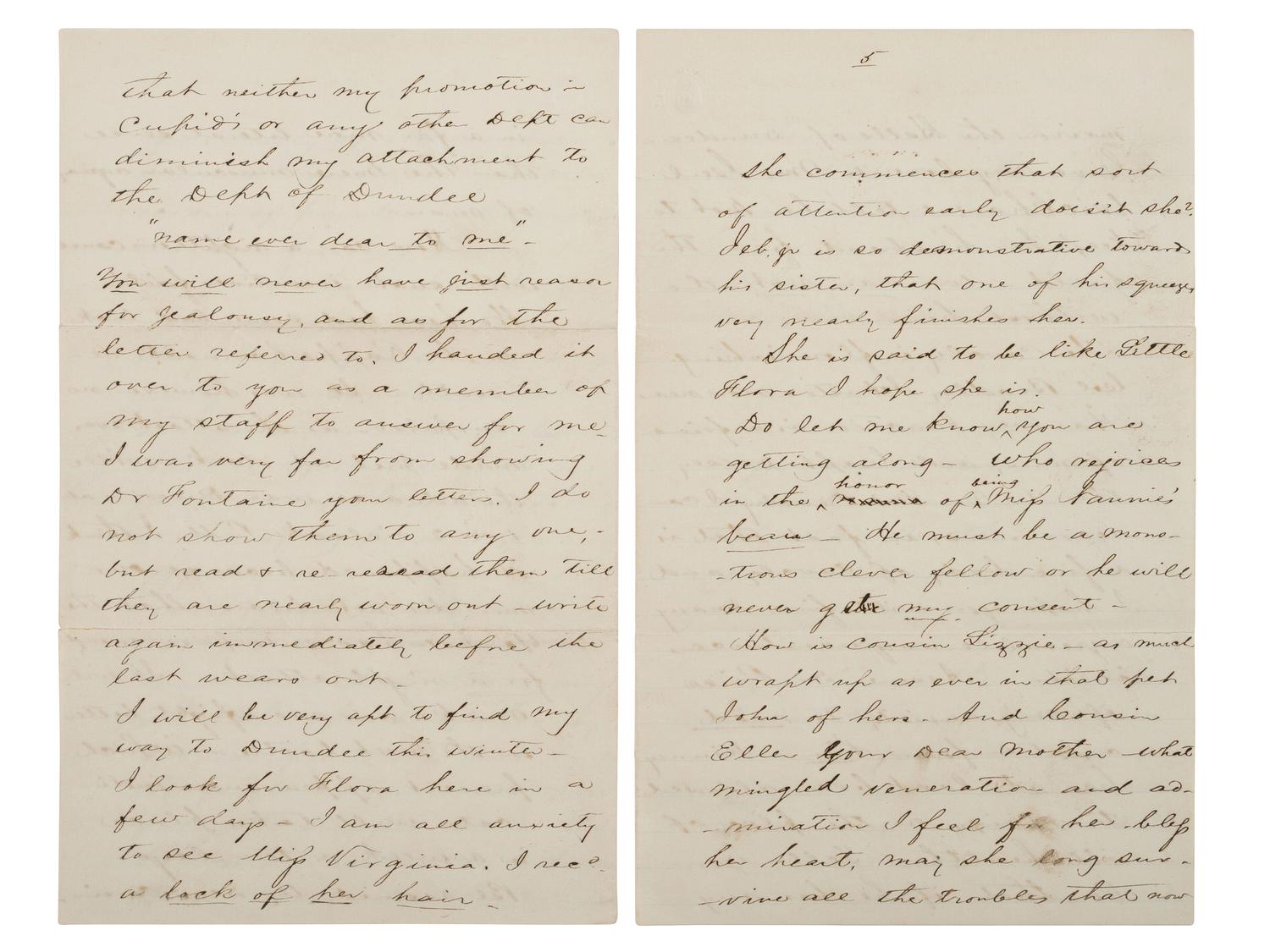 [CIVIL WAR]. STUART, J.E.B. (1833-1864). Autograph letter from Stuart to his cousin Nannie Price. "Camp near Orange C. H." 13 November 1863.
