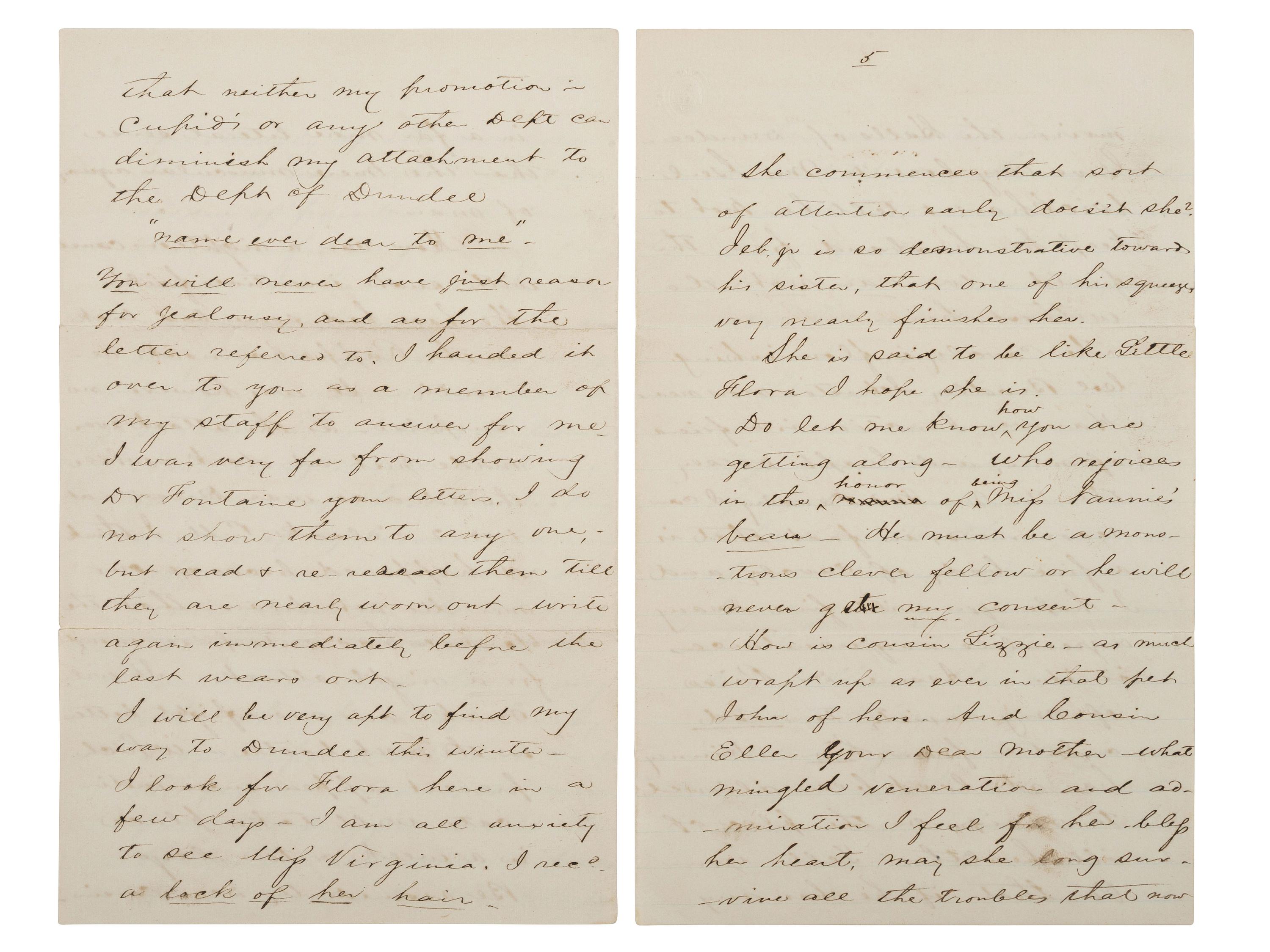 [CIVIL WAR]. STUART, J.E.B. (1833-1864). Autograph letter from Stuart to his cousin Nannie Price. "Camp near Orange C. H." 13 November 1863.