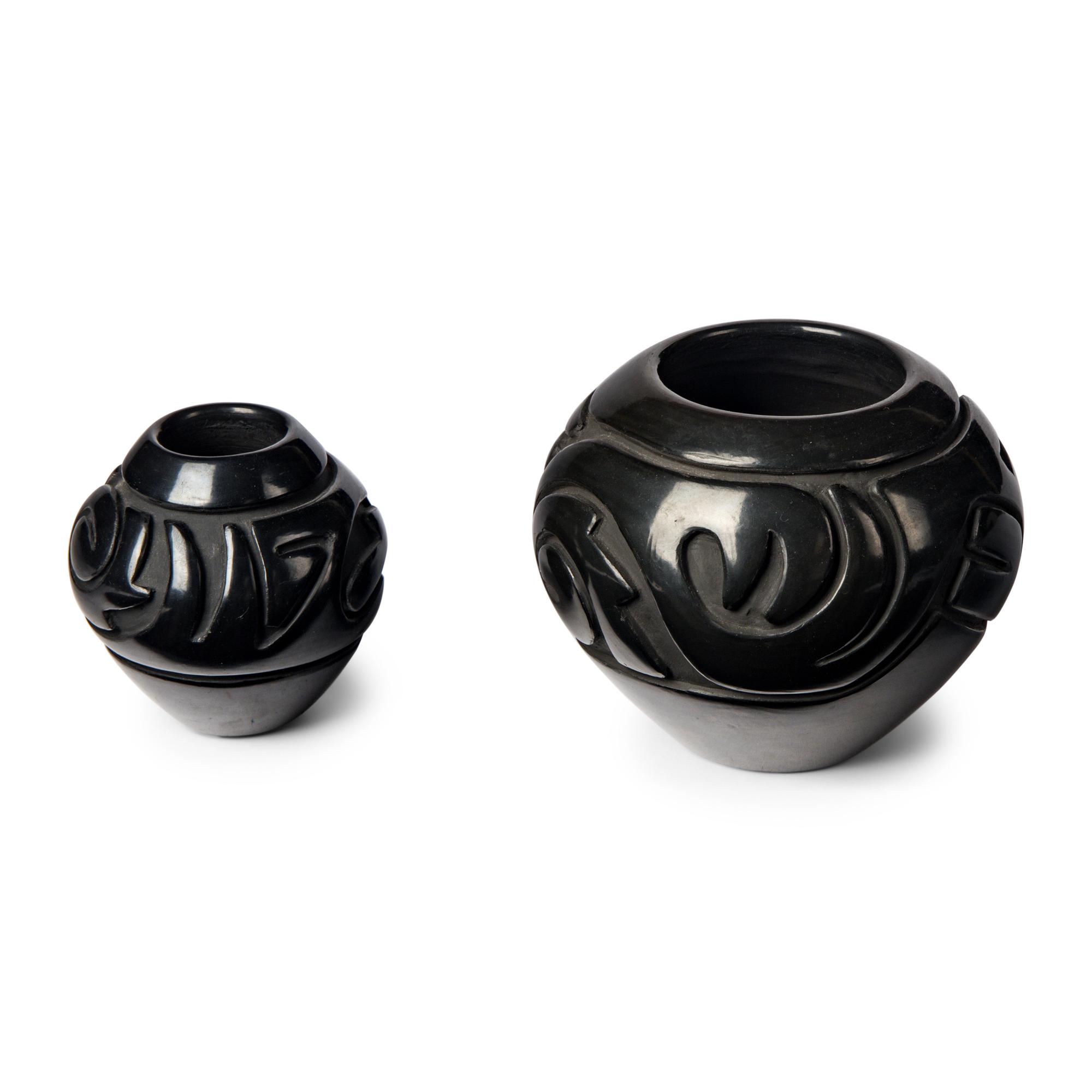 Stella Chavarria AND Denise Chavarria (Santa Clara, b. 1939 / b. 1959) — Carved Blackware Pottery