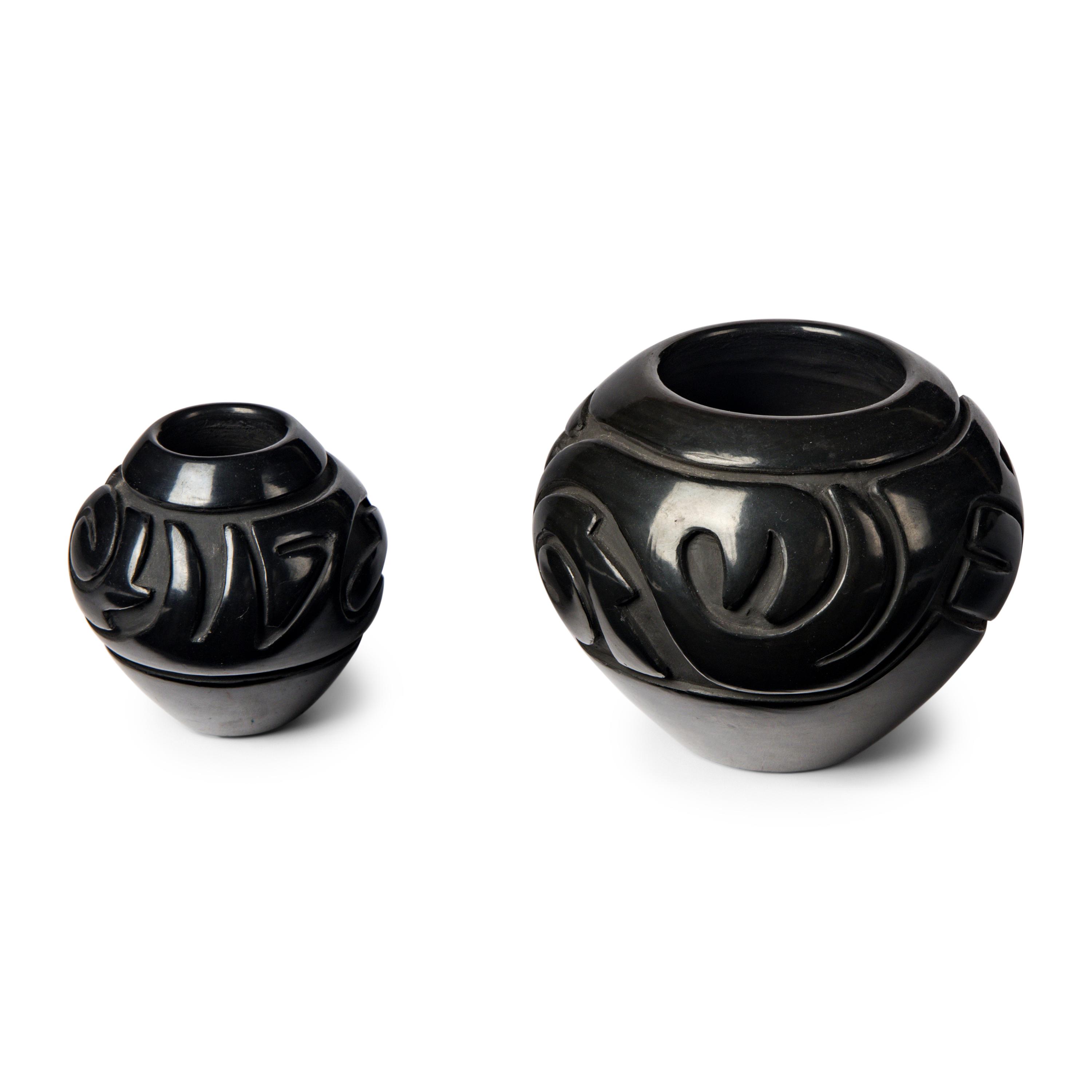 Stella Chavarria AND Denise Chavarria (Santa Clara, b. 1939 / b. 1959) — Carved Blackware Pottery