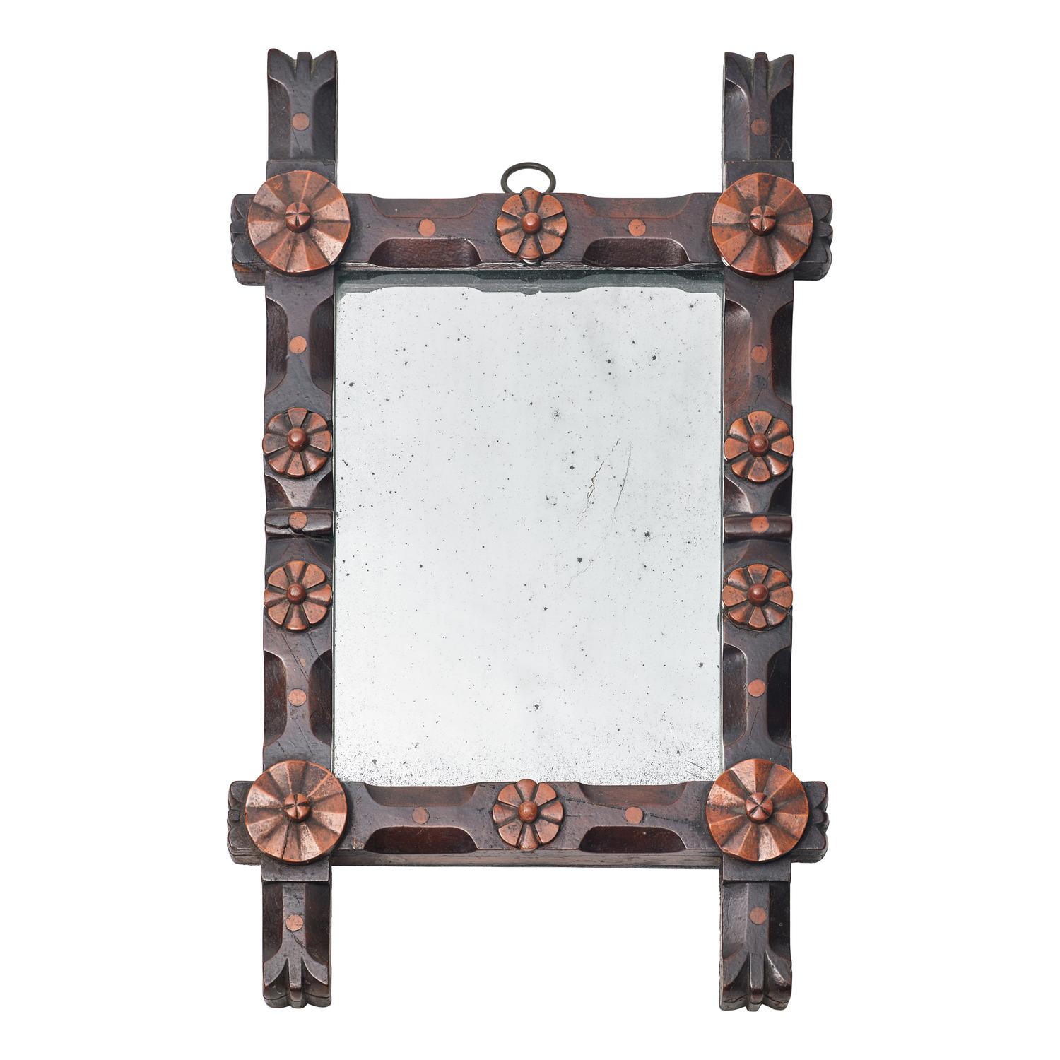 A Small Aesthetic Movement Carved Wood Mirror